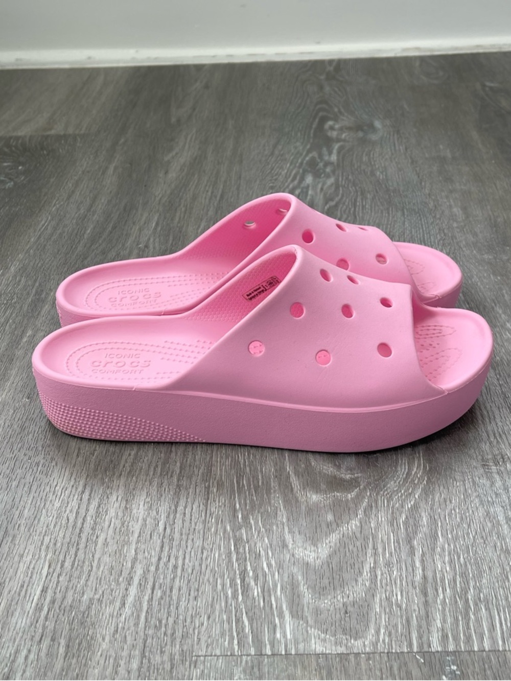 Crocs Classic Platform Pink Slides Size 10